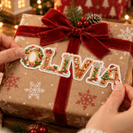 Personalized Christmas Theme Gingerbread Beaded Rhinestone Waterproof Stickers with Name Gift Decor Christmas Gift for Friends Family