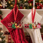 Personalized Santa Claus Reindeer Christmas Theme Name Wooden Acrylic Ornament Home Tree Decor Christmas Gift for Family Kid