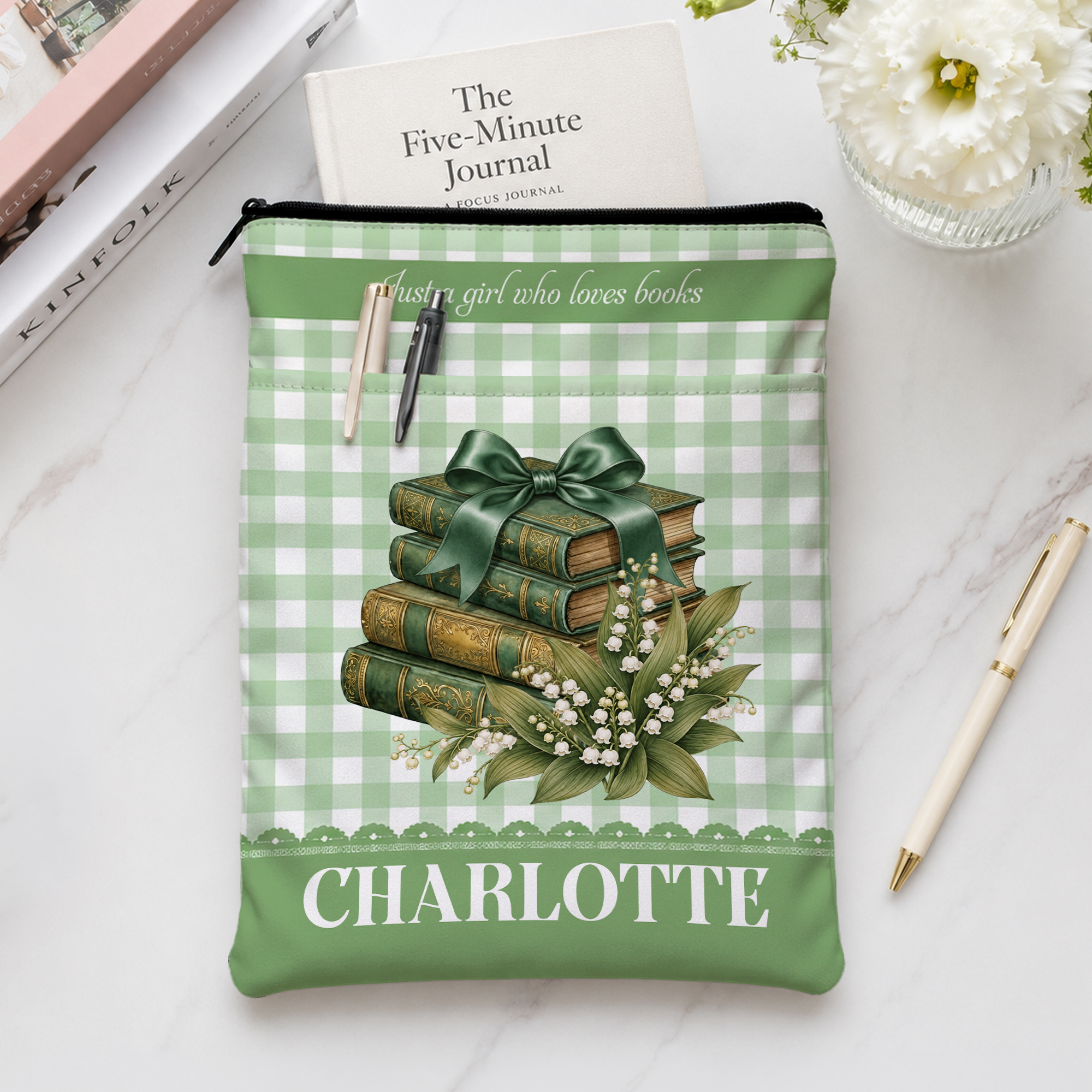 Personalisierte Aquarell-Geburtsblumenbücher – Buchhülle aus PU-Leder im Gitterdesign mit Namen und Text – Geburtstags- und Weihnachtsgeschenk für Frauen und Bücherwürmer