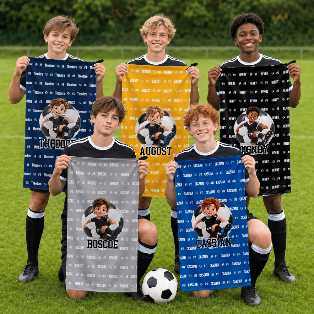 Personalised 3D-Effect Artwork Ball Sports Photo Name Quick Dry Towel with Carabiner Sports Accessory Birthday Gift for Ball Sports Enthusiast 3