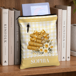 Livres personnalisés sur les fleurs de naissance à l'aquarelle – Housse en cuir PU à motif treillis avec prénom et texte – Cadeau d'anniversaire ou de Noël pour les femmes passionnées de lecture 3