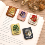 Libri personalizzati con i fiori di nascita multicolori - Segnalibro magnetico in pelle PU con nome - Accessori per la lettura - Regalo di compleanno per gli amanti dei libri
