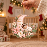 Personalized 1st Christmas Cartoon Baby Photo Hanging Acrylic Ornament with Name and Year Christmas Gift for Newborns New Parents