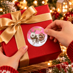Personalized Christmas Cartoon Pet Photo Waterproof Stickers with Name Festival Party Christmas Gift for Pet Owner Lover