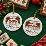 Personalized Our First Christmas As A Mahjong Crew Ceramic Ornament with 2-5 Names Christmas Tree Decor Mahjong Night Gift for Mahjong Group