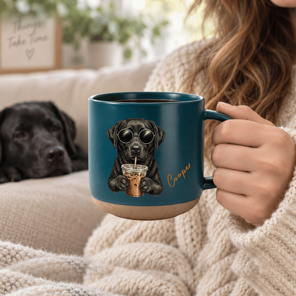 Personalized Pet Photo 12 oz Ceramic Coffee Mug with Name and Handle Daily Use Birthday Christmas Gift for Family Friend Pet Owner