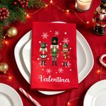 Personalized Christmas Nutcracker Reusable 100% Cotton Napkin with Name Holiday Table Decor Christmas Gift for Family Friends