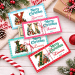 Personalized Christmas Elements Initial Money Holder Card Wallet with Name Year and Envelope Christmas Party Gift for Family Kids