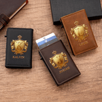 Personalized 3D-Effect Artwork Crown Shield PU Leather RFID Blocking Pop Up Wallet with Name and Card Slots Business Trip Christmas Gift for Man 2