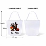Bolsa reutilizable personalizada de calabaza con asa e inicial para dulces y fiesta de truco o trato regalo de Halloween para niños