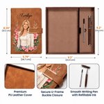 Personalized Birth Flower Photo A5 PU Leather Journal Notebook with Name Daily Use Christmas Birthday Gift for Women Friends 9
