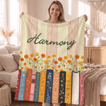 Couverture légère personnalisée « Livre des fleurs de naissance » avec prénom – Décoration d'intérieur – Cadeau d'anniversaire pour les passionnés de lecture
