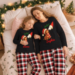 Personalized Christmas Dachshund Plaid Soft Long-Sleeve Pajama Set with Name Home Wear Christmas Gift for Dog Lovers Family