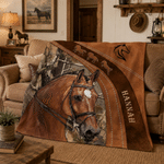 Personalized Vintage Western Cowboy Horse Soft Throw Blanket with Name Living Room Decor Birthday Christmas Gift for Horse Lovers Owners Friends 3