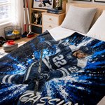 Personalized Oil Painting Style Sport Portrait Soft Blanket with Name and Number Birthday Game Day Gift for Sports Lover Kid Teenager