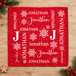 Personalized Christmas Theme Pattern 100% Cotton Reusable Red Napkin with Word Cloud Name Table Decor Christmas Gift for Family Friend 8