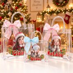 Bolsa transparente con motivos navideños personalizados: de foto a personaje de dibujos animados, con nombre. Regalo de Navidad para niños y niñas