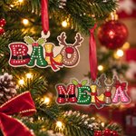 Personalized Santa Claus Reindeer Christmas Theme Name Wooden Acrylic Ornament Home Tree Decor Christmas Gift for Family Kid