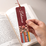 Personalized Birth Flower Book PU Leather Bookmark with Name Reading Accessory Birthday Gift for Bookworms Book Lovers 2
