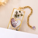 Personalized 1-3 Heart Photos Dried Flower Resin Bookmark with Birthstone Daily Use Birthday Christmas Gift for Pet Owner Bookworm 7