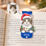 Personalised Christmas Theme Pet Photo Magnetic Bookmark Clip with Name Christmas Birthday Gift for Pet Owners Bookworms