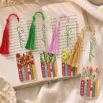 Personalised Birth Flower Book Acrylic Bookmark with Name and Tassel Reading Supplies Book Club Birthday Gift for Reader Book Lover