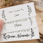 Personalized Botanical Pattern 100% Cotton Sewing Labels Set of 50 with Text Clothing Handmade Item Birthday Gift for Knitting DIY Craft Lovers