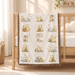 Personalized Classic Winnie the Pooh Tassel Soft Throw Blanket with Name Home Decor Birthday Gift for Kid