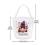 Personalized Ghost Pumpkin Halloween Theme Canvas Candy Bucket Bag with Name Trick or Treat Party Halloween Gift for Boys Girls
