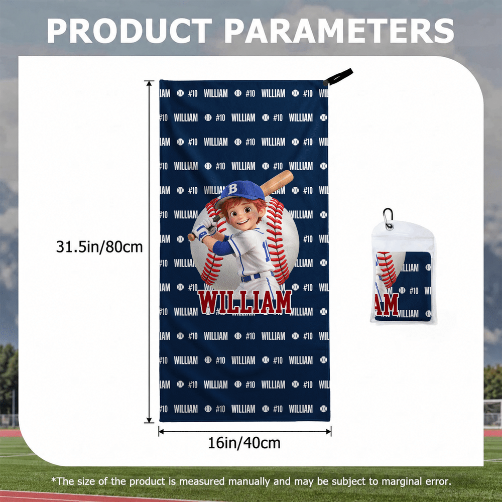 Personalised 3D-Effect Artwork Ball Sports Photo Name Quick Dry Towel with Carabiner Sports Accessory Birthday Gift for Ball Sports Enthusiast 11