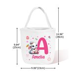 Cestino di Pasqua in tela con nome e iniziali personalizzato con fiore di coniglietto Accessori per la caccia alle uova Regalo di Pasqua per bambini e bambine