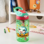 Gepersonaliseerd schattig Fawn kitten cartoon dierenpatroon naam waterfles met siliconen rietje en handvat verjaardag terug naar school Gift voor jongens meisjes