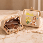 Personalised Multicolour Birth Flower Character Photo PU Leather Coin Handbag with Name Daily Use Birthday Anniversary Gift for Girlfriends Sisters Women