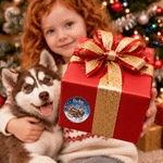 Personalized Christmas Cartoon Pet Photo Waterproof Stickers with Name Festival Party Christmas Gift for Pet Owner Lover
