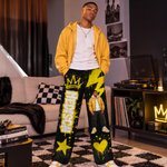 Pantaloni da pigiama morbidi con stampa personalizzata in stile graffiti e personaggi dei cartoni animati, effetto 3D, alla moda, con foto e nome; da indossare tutti i giorni; regalo di Natale per la famiglia e i bambini