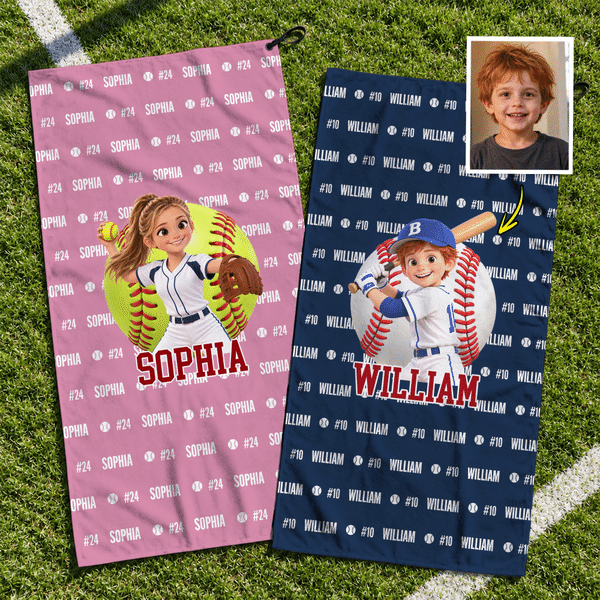 Asciugamano personalizzato con effetto 3D, con foto sportiva e nome, ad asciugatura rapida e moschettone: accessorio sportivo, regalo di compleanno per gli appassionati di sport con la palla