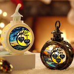 Personalized Stained Glass Style Moon Heart Flameless Candle Ornament with 1-3 Names and Years Home Decor Christmas Gift for Family