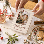 Personalised Bowknot Merry Christmas Photo Greeting Card with Text and Family Name Holiday Use Christmas Gift for Friends Family