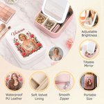 Personalized Adjustable LED Birth Flower Jewelery Box with Photo and Name Birthday Wedding Gift for Women Bride 10
