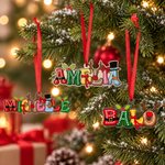 Personalized Santa Claus Reindeer Christmas Theme Name Wooden Acrylic Ornament Home Tree Decor Christmas Gift for Family Kid