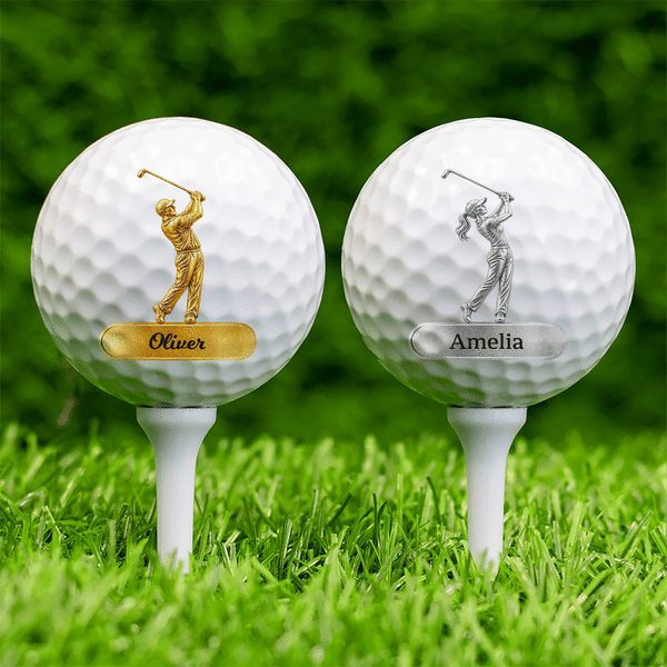Personalized Golfer Silhouette Golf Ball with Name Training Competition Birthday Gift for Golf Player Lover