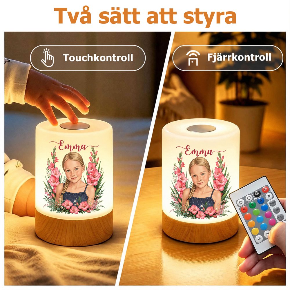 Personlig nattlampa med porträtt och månadsblomma mysig belysning till sovrummet perfekt födelsedagspresent och julklapp 8