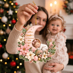 Personalized 1st Christmas Cartoon Baby Photo Hanging Acrylic Ornament with Name and Year Christmas Gift for Newborns New Parents