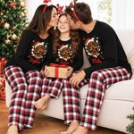Personalized Christmas Dachshund Plaid Soft Long-Sleeve Pajama Set with Name Home Wear Christmas Gift for Dog Lovers Family