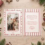 Personalisierte Fotogrußkarte mit Doodle-Rahmen im Weihnachtsdesign, mit Text und Titel – Weihnachtsgeschenk für Familie und Freunde