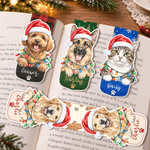 Personalised Christmas Theme Pet Photo Magnetic Bookmark Clip with Name Christmas Birthday Gift for Pet Owners Bookworms