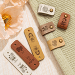 Personalised Retro Icon Handmade PU Leather Tag with Name and Text Handicrafts Shop Sewing Gift for Sewing Lovers 1