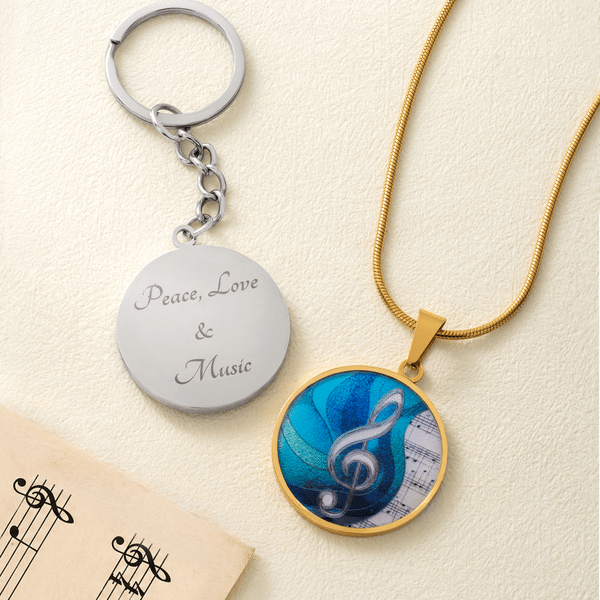 Gepersonaliseerde ketting, sleutelhanger of armband van roestvrij staal met muzieknoot en naam – sierlijke sieraden, verjaardags- of kerstcadeau voor muzikante vrouwen