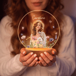 Luz nocturna LED personalizada de acrílico con foto y flores decoración para hogar regalo de cumpleaños y aniversario para mejores amigas y hermanas