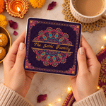 Gepersonaliseerde keramische onderzetter met Diwali-thema, in de vorm van een mandala, cirkel of vierkant, met naam – een Diwali-cadeau voor dagelijks gebruik voor familie en vrienden